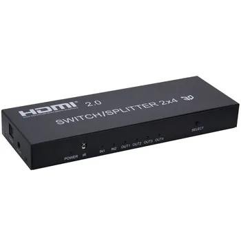 4K 2X4 HDMI 2.0 Sklopka/Razdjelnik Podrška 4k60 Hz RGB/YUV 4:4:4 IC-upravljanje Podrška za smanjivanje, 3,5 mm/Spdif Audio izvlači