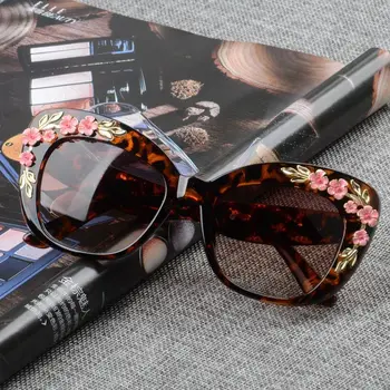2019 Luksuzni sunčane naočale Queen Cat Eye za žene, Cvijet ruže, Berba djevojke, Oculos De Sol, Velike veličine, Dizajn marke ženske sunčane naočale