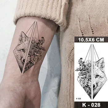 Vodootporne Privremena Tetovaža Naljepnica Realni 3d Linija Divljeg Vuka Geometrija Životinje Flash-Tattoo Lažna Tetovaža Za Body art Žene Muškarce