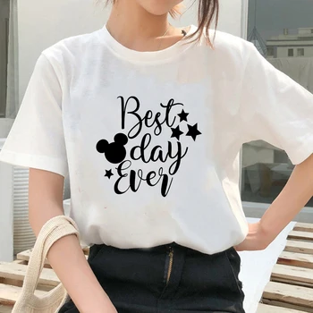 Harajuku Mickey Mouse San Čudo Budućnost s буквенным po cijeloj površini t-Shirt Godišnje žene Bijela majica kratkih rukava Slobodna Casual majica