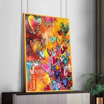 Šarene i lijepe Srca Ljubavi Plakati i ispisuje Slike na platnu Zidni Umjetničke slike za uređenje Dnevnog boravka Bez okvira