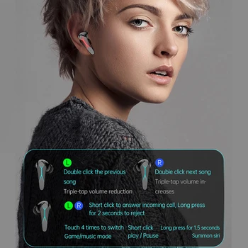 Gaming Slušalice TWS Slušalice Stereo Slušalice S Niskim Kašnjenjem Bluetooth kompatibilne Slušalice Prebacivanja Način Igre I Slušalice Sa Kontrolama na Dodir