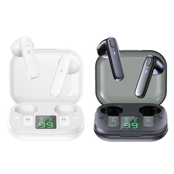 Crno-Bijela Bežične slušalice R20 True S led digitalnim zaslonom Sportske Poslovne Slušalice IPX7 Vodootporan Slušalice