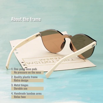 Toketorism modni okrugle sunčane naočale za žene bambus sunčane naočale jednodijelni objektiv uv400 brand-dizajner 213