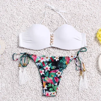 Brazilski bikini set Gudački reverzibilni kupaći kostim s бретельками Bikini s visokim cutaway Ženski kupaći Kostim Bikini mayo de bain