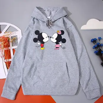 Slatka Mickey Minnie Mouse Ženski veste Disney Anime Par Hoodies Gradska jesen Boem Ženski pulover Zabavna topla odjeća
