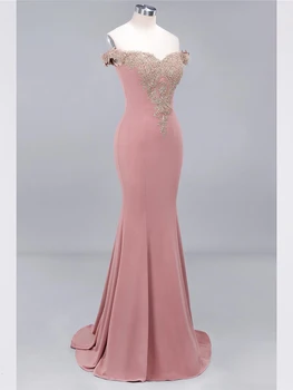 RASPRODAJA Večernje haljine Duge 2021 Angažman haljine rođendanski Poklon Za žene Elegantan ružičastoj haljini Sirena za prom Čipka aplicirano sa otvorenim ramenima