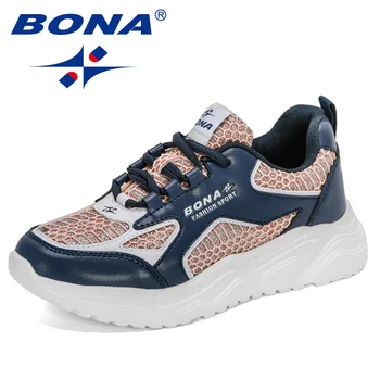 BONA 2021 Novi Dizajneri Luksuzni brand Modne masivni tenisice Ženske čipka-up ravnim cipelama Casual cipele i Ženske cipele Zapatos De Mujer