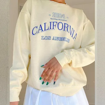 Korporativni dizajn Флисовые krem veste Berba prevelike ženske zimske majice s буквенным po cijeloj površini Los ANGELES Moderan vanjski odijevanje