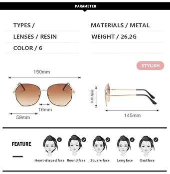 2021 Marke dizajnerske sunčane naočale za žene više faceted Nove sunčane naočale u metalnom ivicom Luksuzni Berba ženske naočale UV400 Oculos
