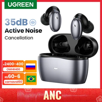 【NOVI】UGREEN HiTune X6 Bežične Bluetooth Slušalice 5.1 Slušalice TWS ANC Slušalice 35 db Hibridna Aktivno Buke 50 ms