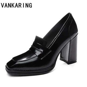 Cipele-brod od prave kože na visoke potpetice ženske cipele seksi cipele-brod s trga vrhom na petu crna ured za ženske cipele plitka obuća za stranke bez kopče