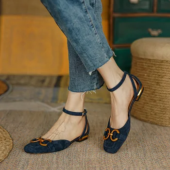 【JOCHEBED HU】Ljetne ženske sandale Dizajnerske sandale luksuzni brand na visoku petu cipele od kože s trga vrhom na debelom petu Jedan cipele 33-40