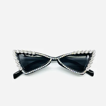 Zaolihu Trendy ženske sunčane naočale s dijamantima Okrugli kristal nijanse Crna Mačka oko Ženske naočale ručni rad Kvadrat muške sunčane naočale Gafas