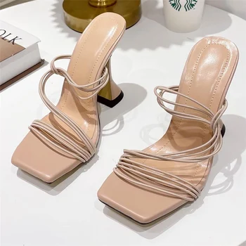2022 Ženski Fetiš-striptizeta na visoku petu 11 cm, sandale, cipele, ženske gladijatorske мулы, Sandale, Ljetna modna obuća gol kvalitete