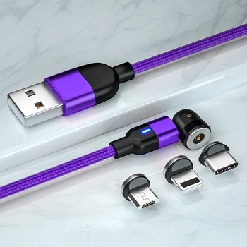 2 M Najlon, pleteni kabel tipa c kabel micro usb 3 u 1 LED 540 Magnetski kabel za iPhone Xiaomi oppo Samsung, Huawei