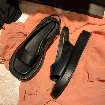 2022 Ljetne Nove ženske sandale na ravnoj platformi Ženske cipele od prave kože Cool Lakonski Radna Basic odjeća za noge