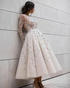 2020 Gradacija haljina Čipka šampanjac kristali Večernja haljina dužine do gležnja Večernje haljine za zabave