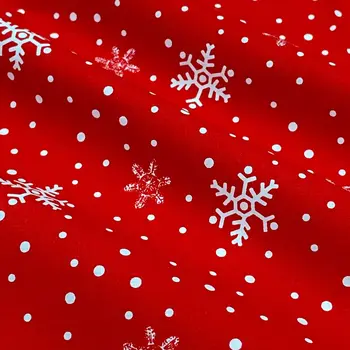 Božićno Tkanina Od Čistog Pamuka Pahuljica S Uzorkom, Tiskan Na Metara za Dečije Haljine, Odjeća Tkanina Za Odjeću Na Yard Crvena