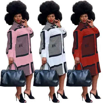 Ženska odjeća FNOCE Plus Size Haljina Svakodnevno Besplatno haljina-majica veličine 
2021 Nova Jesensko-Zimska Moda u Kavez Nepravilnog Gradske 5XL