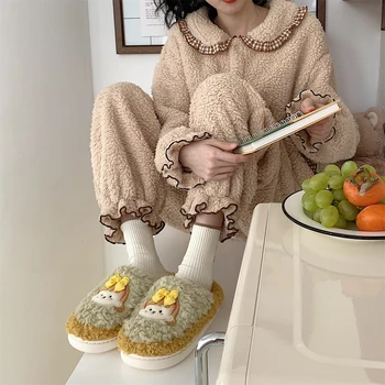 Slatka djevojčica s lukom Papuče Za žene Moda Kawai Paperjast Zimske tople papuče Ženske Crtani Kućne papuče sa смайликом