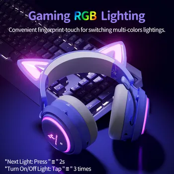 SOMiC GS510 2.4 G Bežične Slušalice s Кошачьим Uho s pozadinskim osvjetljenjem Pull-Mikrofon Igre/Video/Live 3 Moda Moda Slušalice za PS5/PS4/PC