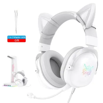Onikuma x11 Slatka Slušalice za mačke Gaming Slušalice putem ožičenih Slušalica S Mikrofonom Stereo 7.1 Za PS4 PS5 kaciga Xbox Igre PC Slušalice