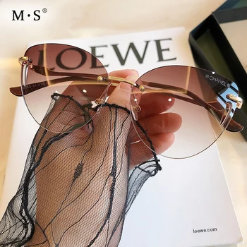 MS Nove Sunčane naočale Ženske Naočale gradijent ispunjava Smeđe-roza Sunčane Naočale rimless za žene Dar Brand-dizajner Uv400