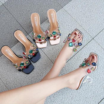 BaoYaFang 2020 Novi dolazak Prozirne ljetne sandale čudne sandale za djevojčice na visoke potpetice ženske cipele super veliki veličina Trendi sandale