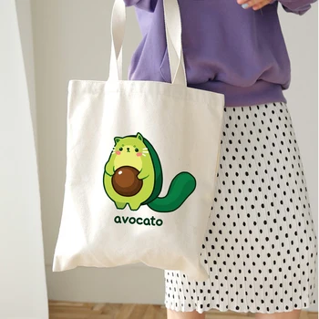 Slatka Print Avokado Reusable torba za kupovinu Ženske холщовые vrećice s po cijeloj površini Crtani torbe na ramena za kupce Eko-torba Bolsa De Compras