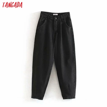 Тангада Trendy ženske slobodne jeans-hlače u stilu Dečka Duge hlače s džepovima na munje Slobodne ženske hlače s visokim ulice 4M68