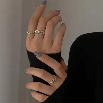 Novi Ins Klasični Jednostavan Geometrijski Vintage Prsten Šuplji Prsten-lanac Za Žene i djevojčice Modni Nakit Poklon
