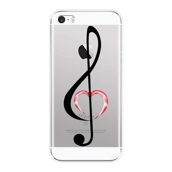 Glazbena nota Srce Gitara Crna Torbica Za telefon iPhone 6 S 6 S 7 8 X X X X X XS XR Max Mekana Silikonska Stražnji Poklopac za iPhone 6 S 6 S 7 8 Plus