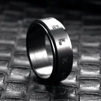 Шестизначное Mantra Prsten 8 mm Crne Boje Od Nehrđajućeg Čelika Dvoslojni Rotirajući Prsten za muškarce Modni nakit Дропшиппинг