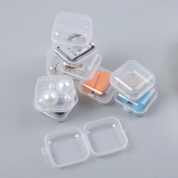 10 kom/pak. Mini Prijenosni Plastične Prozirne Kutije za pohranu Četvornih Tableta Nakit Uho čep Kutija za naušnica Osnovna organizacija