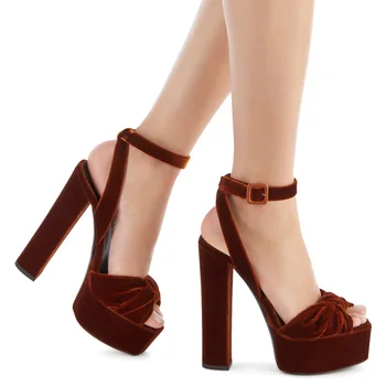 Baršun sandale s vršnjacima u obliku leptira, ženske, Novi trendi platforme cipele na visoku petu, ljetne cipele sa debelim petama s otvorenim vrhom, Sandalias Mujer