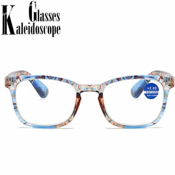 Anti-Plavo Svjetlo Četvrtaste Naočale Za čitanje Ženske Berba Tiskani Naočale za dalekovidost Ženske Naočale za čitanje Diopters +1,5 2,0 4,0