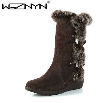 WGZNYN Nove zimske ženske cipele visoke kvalitete, согревающие zimske čizme do sredine kavijara, ženske udobne ženske čizme čipka-up, Chaussures Femme