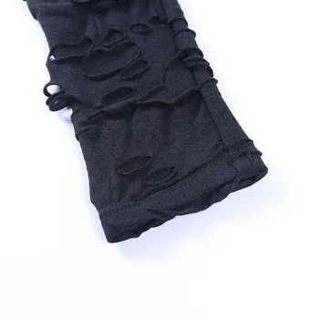Novi Готическое crna mini haljina Ulica odjeća Rock-punk Šuplje Retro s visokog struka i dugih rukava Oblikovana večernje haljine