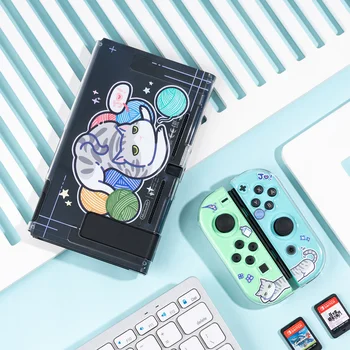 GeekShare Slatka Mačka Zaštitna Ljuska za Nintendo Switch NS Split Joy Con Potpuna pokrivenost Proziran Mekana torbica za prekidač TPU Nintend