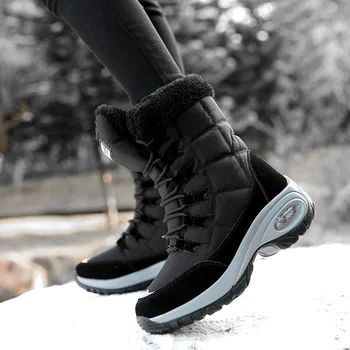 2021 Nove zimske ženske cipele visoke kvalitete, tople zimske čizme do sredine kavijara, ženske udobne ženske čizme čipka-up na platformi