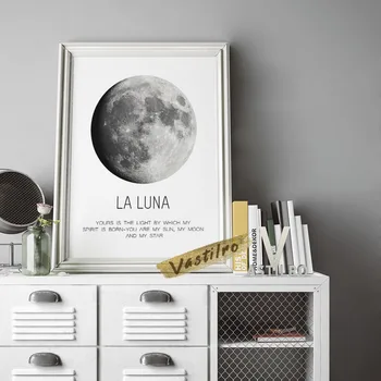 La Luna mjesec Planet Uzorak Umjetničke Grafike Plakat Dobrota Potiče Slogan Inspirational Citati Zidno slikarstvo Minimalistički Kućni Dekor