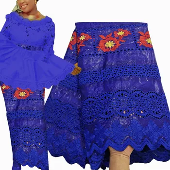 Najnoviji model 2021 Visokokvalitetna cvjetne čipke tkanina Bazen Riche 5 Metara Afrički Haljinu s izvezenim Ušima Švicarski cvjetne čipke Tkanina Original