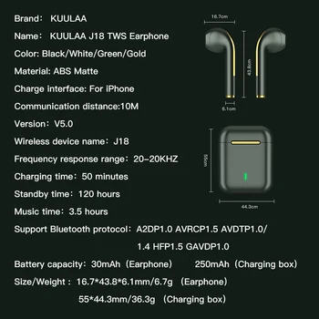 KUULAA TWS Bežične Slušalice Bluetooth Slušalice Slušalice Pravi Bežične Slušalice za iPhone 12 11 Pro Max Slušalice sa Kontrolama na dodir