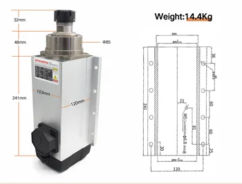 Kvalitetan kvadratnom 6 kw 380 v ER32 zrakom hlađeni motor vretena Odstupanje je 0,01 mm glodalica CNC