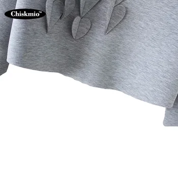 Chiskmio s aplikacija u obliku srca Majica za žene pulover okruglog izreza Besplatne majice s dugim rukavima Ravnici veste Ženski ulični odijevanje