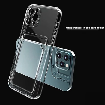 Šok-dokaz džep za kartice Silikonska torbica za telefon za iPhone 13 12 11 Pro Max Xs Max X XR Mini 6 s 7 8 Plus objektiv zaštita Torbica SE
