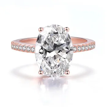 Modni Veliki Ovalni Kristalni Prsten za žene s bijelim kubični cirkon i kristali, Umetnut Elegantnim omogućili malim vjenčanje обручальным prstenom, Modni nakit