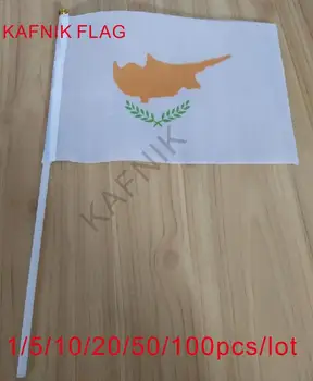 КАФНИК ,10/20/50/100 kom. Mali Ciparski zastava 14*21 cm Ciparski zastava ručni nacionalnu zastavu sa zastavom za davanje stup