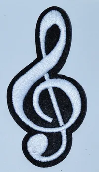 1x G ključ скрипичная glazbena nota glazbena skala klasična crno-bijela oblog glačalo na заплате (veličina je oko 4,8 * 10 cm)